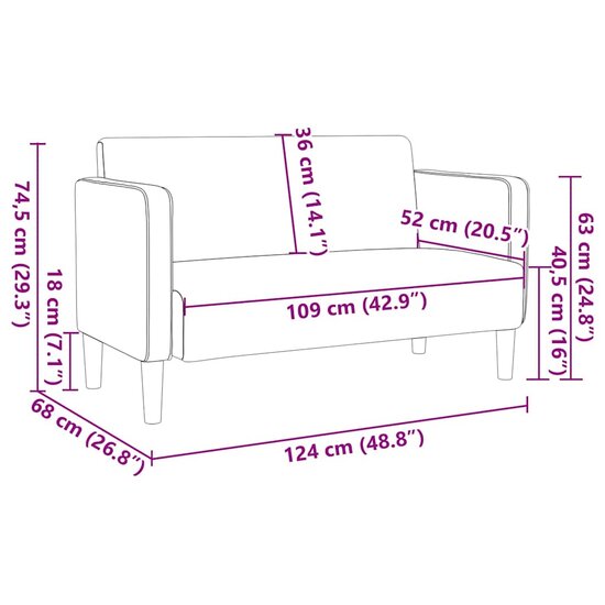 Loveseat Bank 109 Cm Corduroy Stof Lichtgrijs