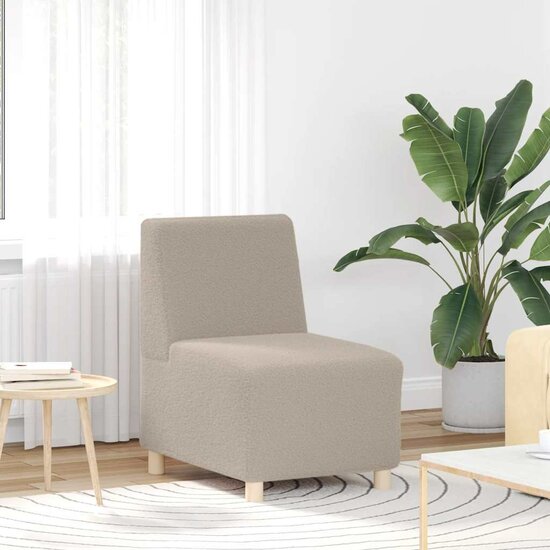 Fauteuil 55 Cm Gekrulde Wolachtige Stof Lichtgrijs