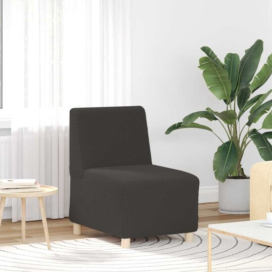 Fauteuil 55 Cm Gekrulde Wolachtige Stof Donkergrijs