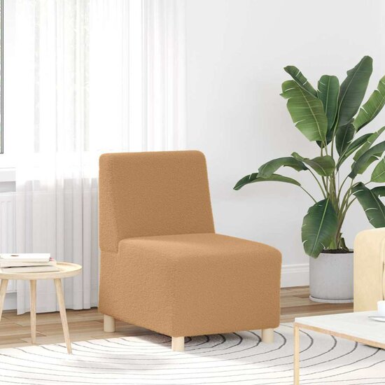 Fauteuil 55 Cm Gekrulde Wolachtige Stof Beige