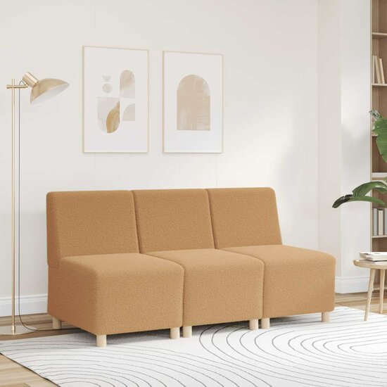 Fauteuil 55 Cm Gekrulde Wolachtige Stof Beige
