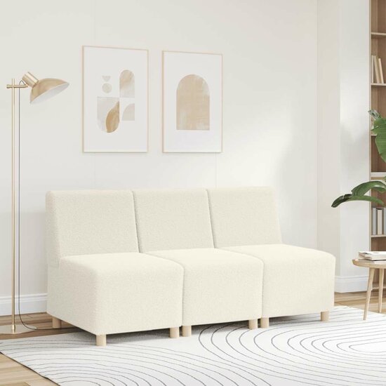 Fauteuil 55 Cm Gekrulde Wolachtige Stof Kleurig Cr&egrave;me