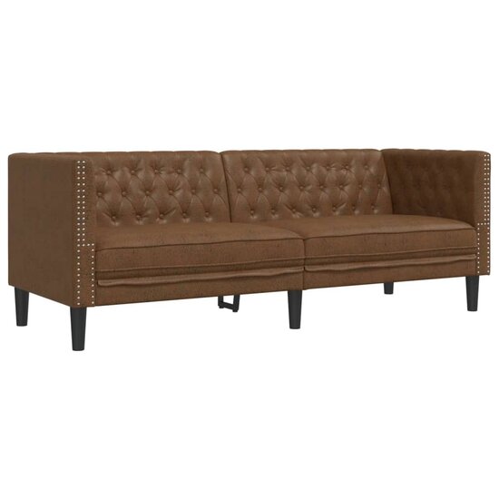 2-delige Loungeset Chesterfield-stijl kunstsu&egrave;de bruin