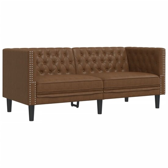 2-delige Loungeset Chesterfield-stijl kunstsu&egrave;de bruin