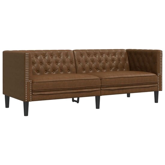 Chesterfield-Stijl Kunstsu&egrave;de Bruin Driezitsbank