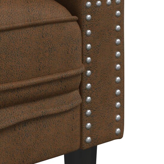 2-Delige Loungeset Chesterfield Met Bolsters Kunstsu&egrave;de Bruin