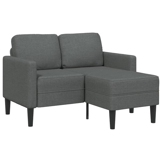 2-Zitsbank Met Ligstoel L-Vormig 125 Cm Stof Donkergrijs
