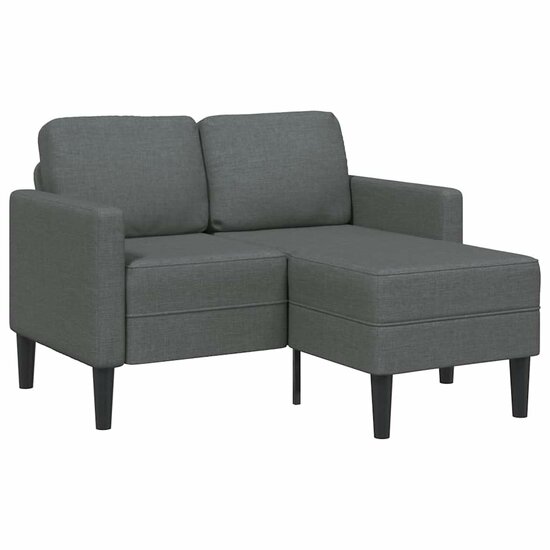 2-Zitsbank Met Ligstoel L-Vormig 125 Cm Stof Donkergrijs