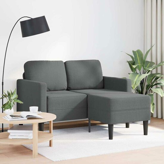 2-Zitsbank Met Ligstoel L-Vormig 125 Cm Stof Donkergrijs