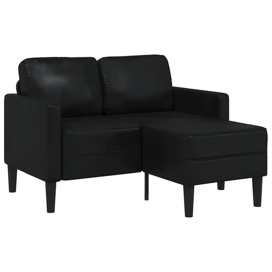 2-Zitsbank Met Ligstoel L-Vormig 125 Cm Kunstleer Zwart