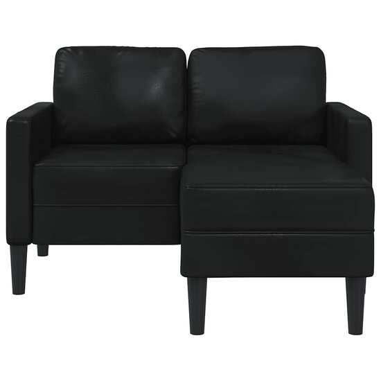 2-Zitsbank Met Ligstoel L-Vormig 125 Cm Kunstleer Zwart
