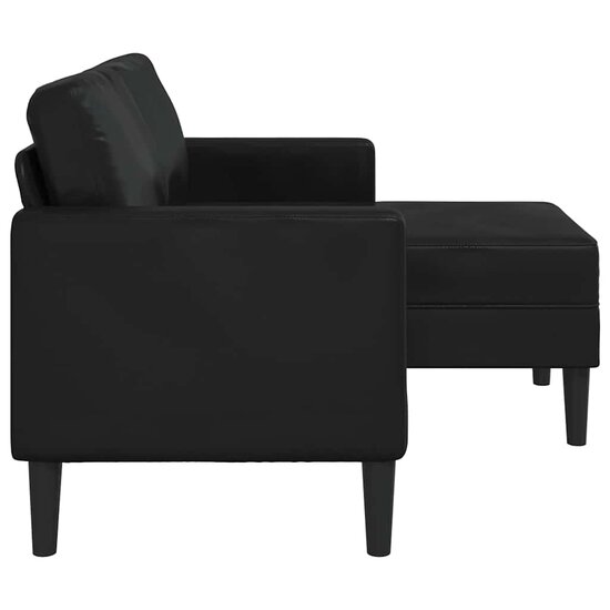 2-Zitsbank Met Ligstoel L-Vormig 125 Cm Kunstleer Zwart