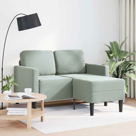 2-Zitsbank Met Ligstoel L-Vormig 125 Cm Fluweel Lichtgrijs