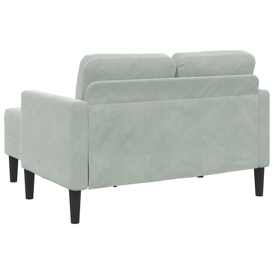 2-Zitsbank Met Ligstoel L-Vormig 125 Cm Fluweel Lichtgrijs