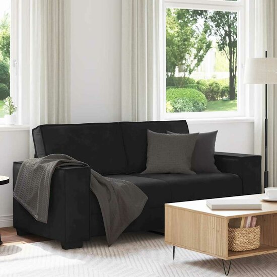 Tweezitsbank Fluweel 140 cm Zwart