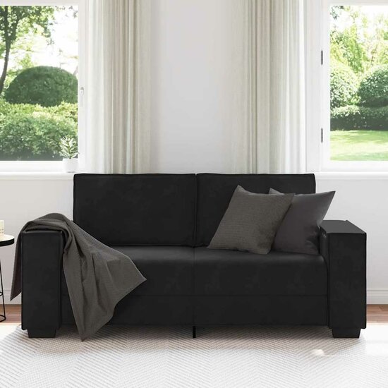 Tweezitsbank Fluweel 140 cm Zwart