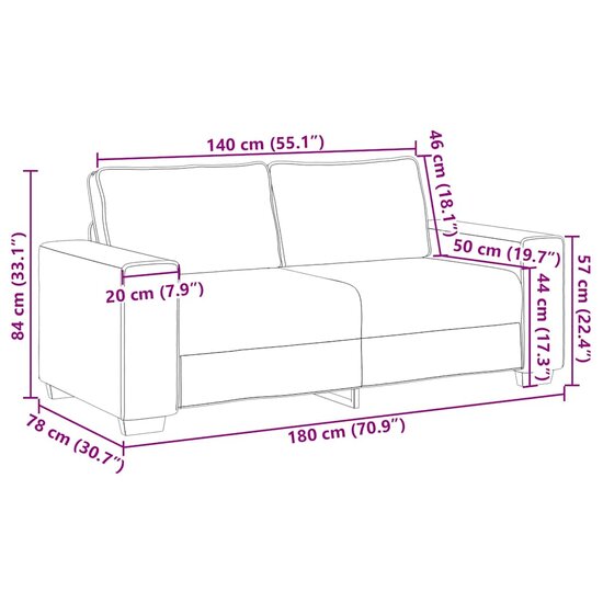 Tweezitsbank Stof 140 cm Bruin