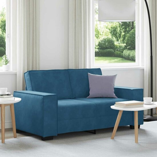 Tweezitsbank Fluweel 120 cm Blauw