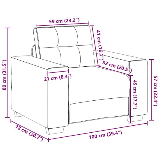 Fauteuil Stof 60 cm Donkergrijs