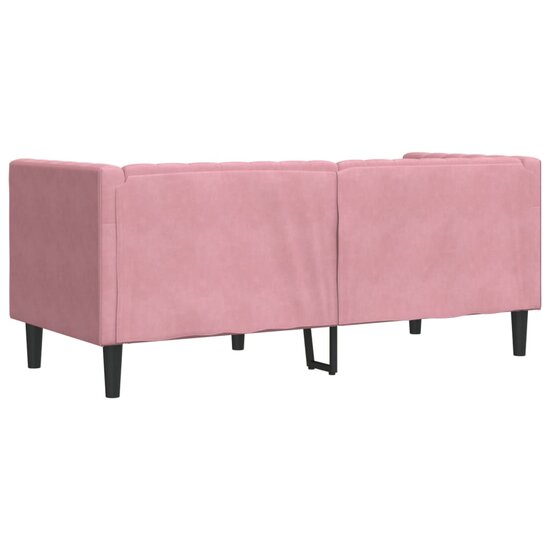 Chesterfield-Stijl En Bolsters Fluweel Roze Tweezitsbank