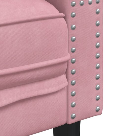 Chesterfield-Stijl En Bolsters Fluweel Roze Tweezitsbank