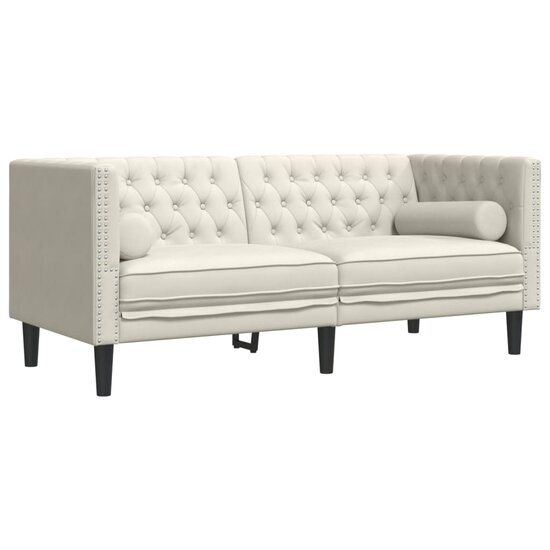 Chesterfield-Stijl En Bolsters Fluweel Kleur Cr&egrave;me Tweezitsbank