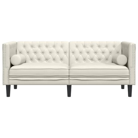 Chesterfield-Stijl En Bolsters Fluweel Kleur Cr&egrave;me Tweezitsbank