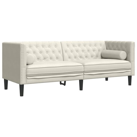 2-Delige Loungeset Chesterfield Met Bolsters Fluweel Kleur Cr&egrave;me