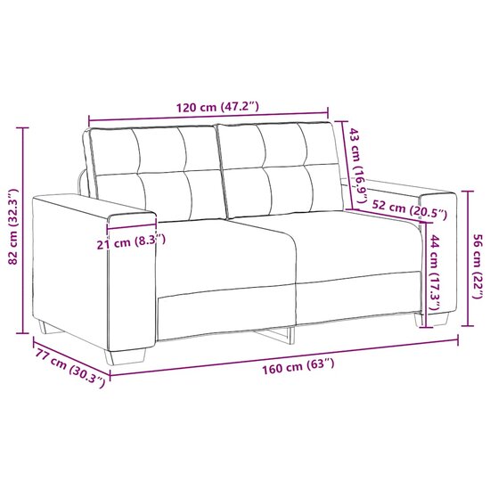 Loveseat Bank Fluweel 120 cm Zwart