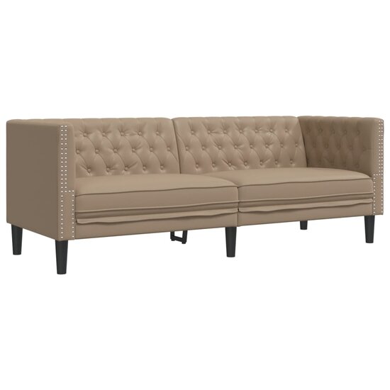 Chesterfield-Stijl Kunstleer Kleurig Cappuccino Driezitsbank