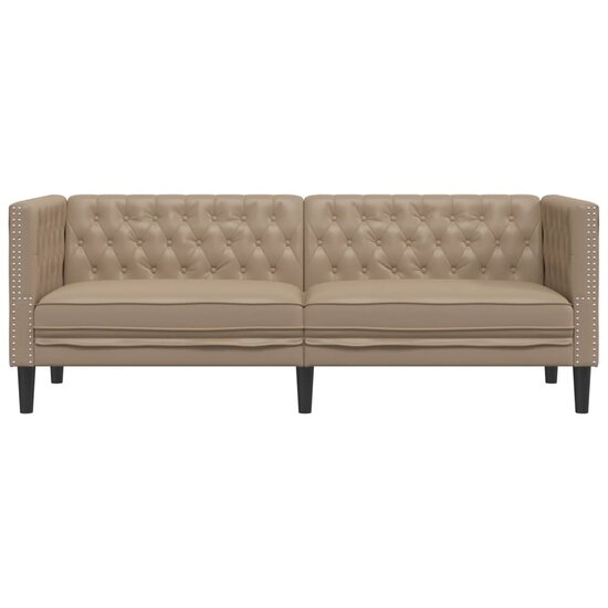 Chesterfield-Stijl Kunstleer Kleurig Cappuccino Driezitsbank