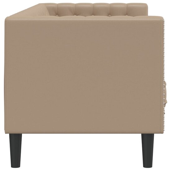 Chesterfield-Stijl Kunstleer Kleurig Cappuccino Driezitsbank