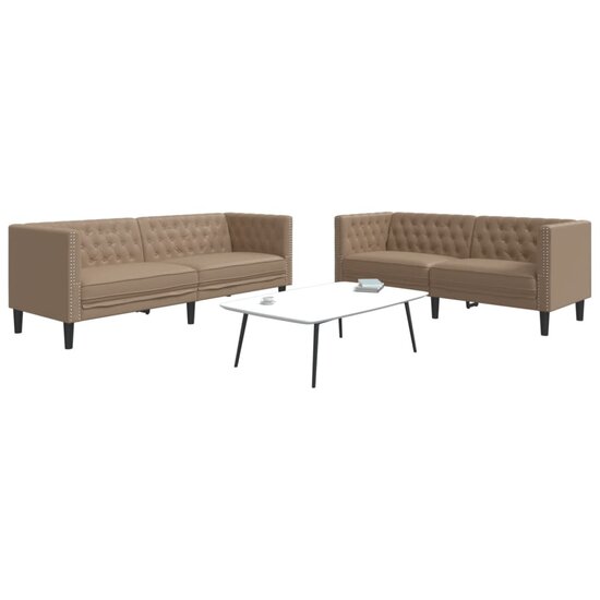 2-Delige Loungeset Chesterfield-Stijl Kunstleer Kleur Cappuccino
