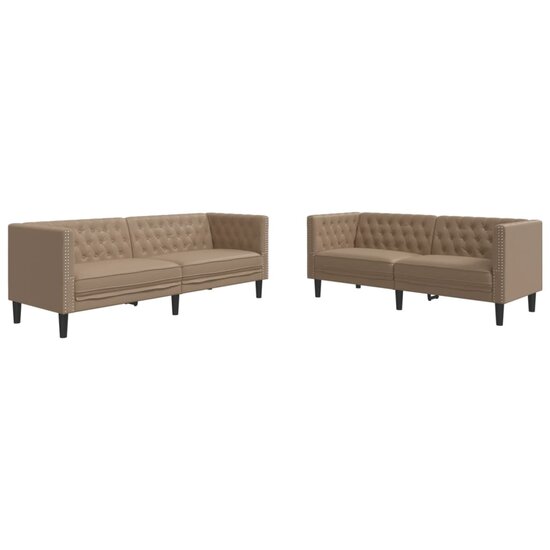 2-Delige Loungeset Chesterfield-Stijl Kunstleer Kleur Cappuccino