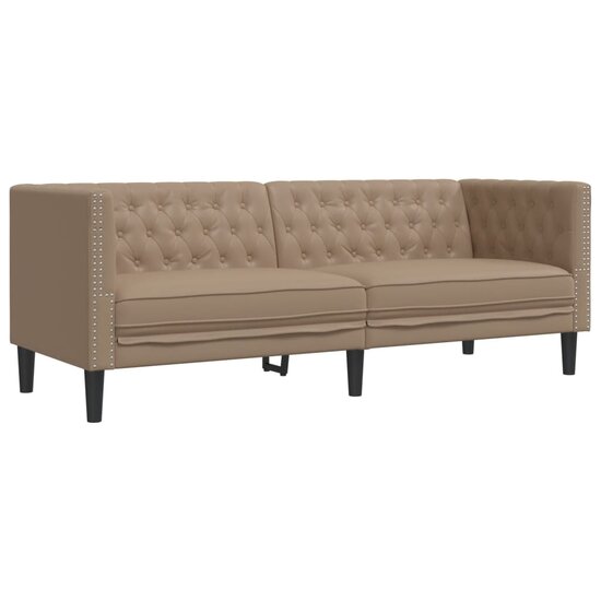2-Delige Loungeset Chesterfield-Stijl Kunstleer Kleur Cappuccino