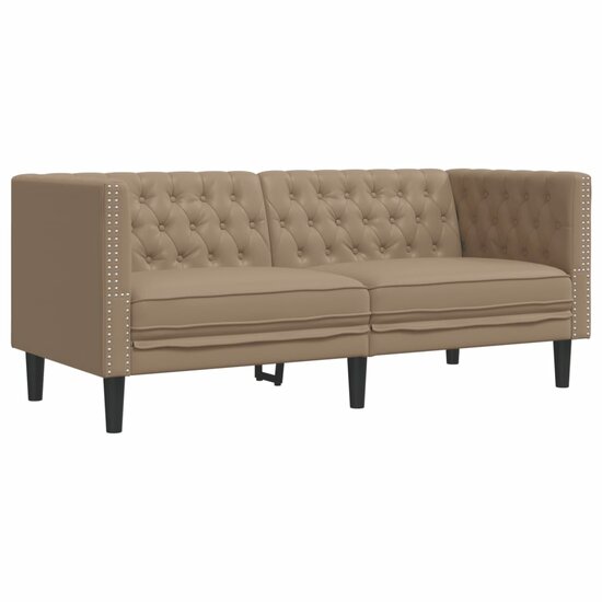 2-Delige Loungeset Chesterfield-Stijl Kunstleer Kleur Cappuccino