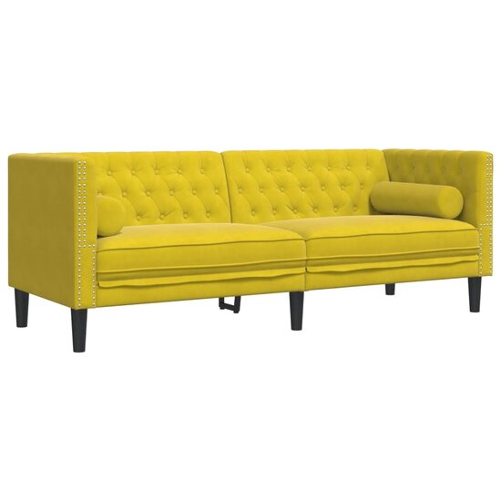 3-Delige Loungeset Chesterfield Met Bolsters Fluweel Geel