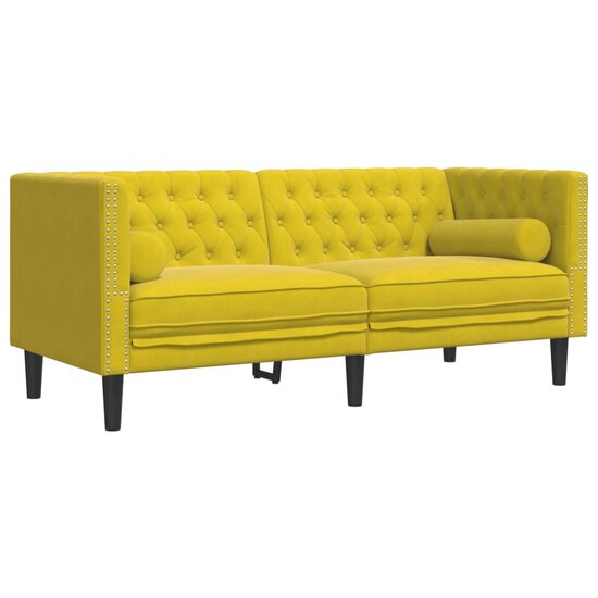 3-Delige Loungeset Chesterfield Met Bolsters Fluweel Geel