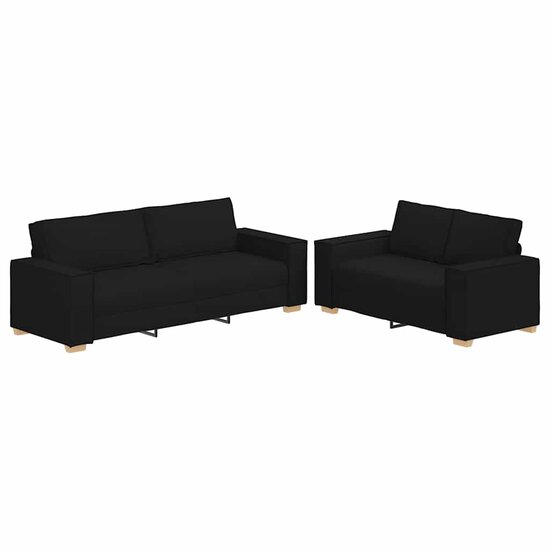 2-Delige Loungeset Met Kussens Stof Zwart