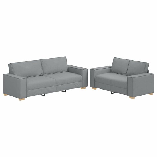 2-Delige Loungeset Met Kussens Stof Lichtgrijs