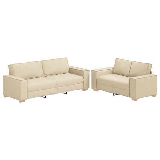 2-Delige Loungeset Met Kussens Stof Kleurig Cr&egrave;me