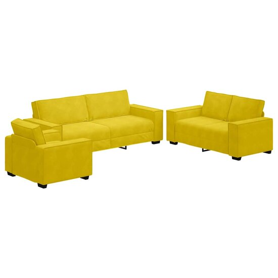 3-Delige Loungeset Met Kussens Fluweel Geel