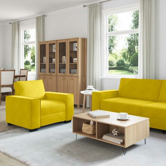 3-Delige Loungeset Met Kussens Fluweel Geel