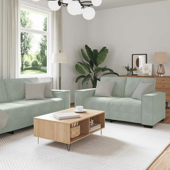 2-Delige Loungeset Met Kussens Fluweel Lichtgrijs