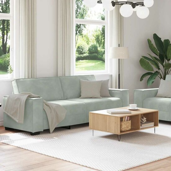 2-Delige Loungeset Met Kussens Fluweel Lichtgrijs