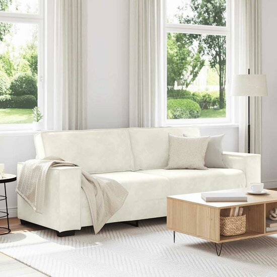 Driezitsbank Fluweel Kleurig 180 cm Cr&egrave;me