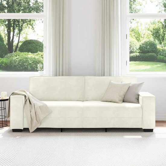 Driezitsbank Fluweel Kleurig 180 cm Cr&egrave;me