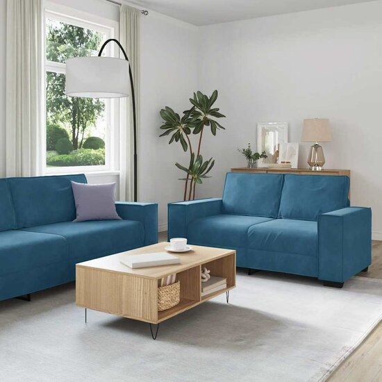 2-Delige Loungeset Met Kussens Fluweel Blauw