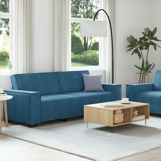 2-Delige Loungeset Met Kussens Fluweel Blauw