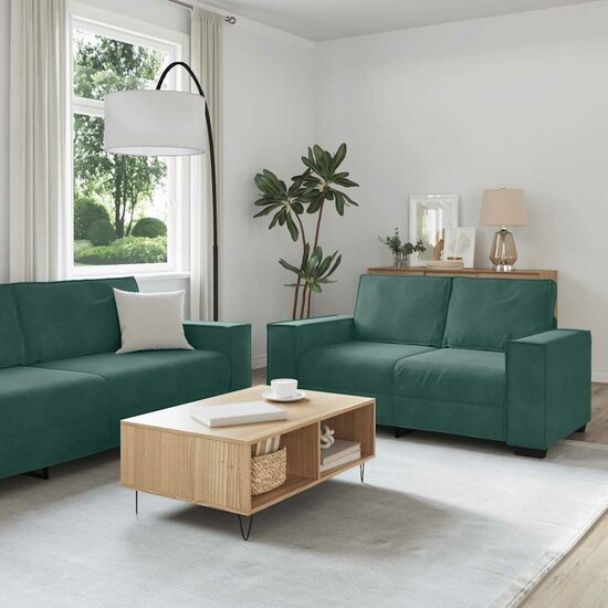 2-Delige Loungeset Met Kussens Fluweel Donkergroen
